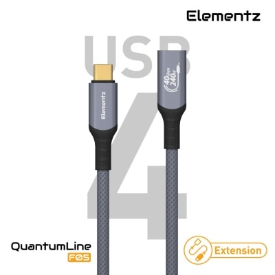 Elementz NQL-F05 USB4 240W / 40Gbps 8K@60Hz Type-C 公對母全功能延長線 (50CM)