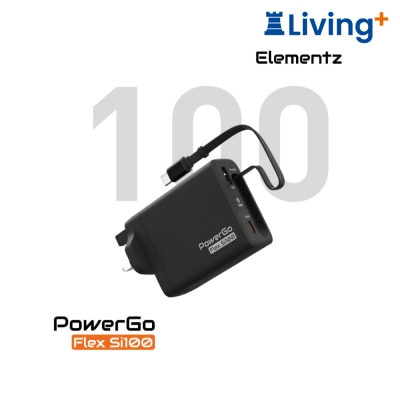 Elementz PowerGo Flex Si100 100W 帶伸縮線 GaN 快速充電器