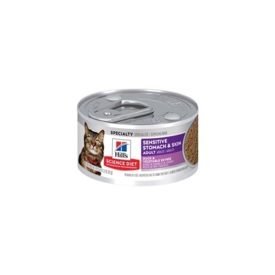 Hills - 希尔思 Science Diet 皮肤肠胃敏感 鸭肉, 佐炖菜配方 成猫罐头 2.9oz/82g [608490]